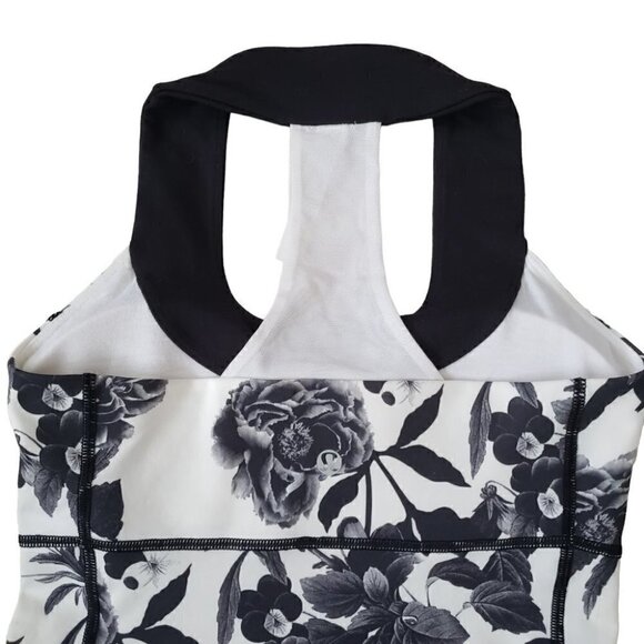 Lululemon Luon Scoop Neck Racerback Tank Black & White Floral - Picture 5 of 9